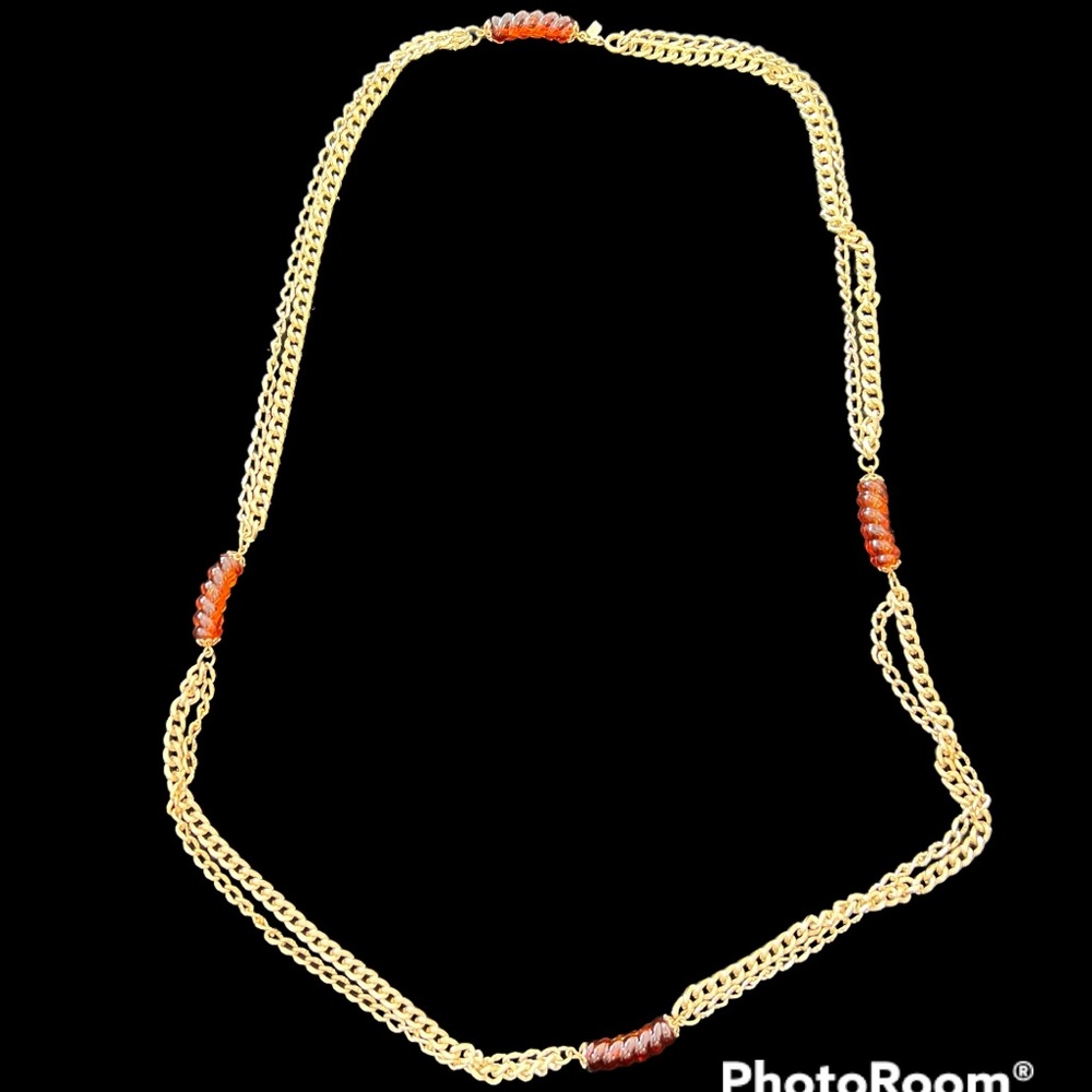 Vintage Sarah Coventry signed fashion statement necklace from the 1980s amber.